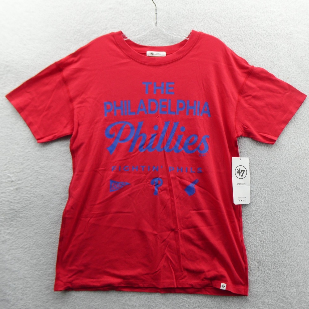 47 Brand Shirt Women Small Philadelphia Phillies Red Blue Short Sleeve Cotton